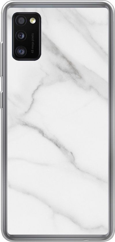 SleevesAndCases Samsung Galaxy A41 hoesje - Marmer print - Siliconen Telefoonhoesje - Wit/Grijs