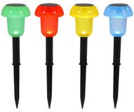 Set de 4 éclairages solaires champignon, en différentes couleurs, hauteur 24 cm, avec éclairage LED
