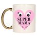 Bellatio Decorations Cadeau koffie/thee mok voor Mama - goud - Super Mama - keramiek - 300 ml - Moederdag