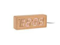 Karlsson Wekker Solid Wood Engraved - Lichthout - 20x4.5x8cm - Scandinavisch - Wekker voor slaapkamer - Wekkers
