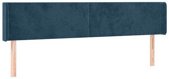 vidaXL Hoofdbord met randen 183x16x78/88 cm fluweel donkerblauw