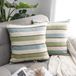 Goodivery ® Housse de coussin décorative rayée, set de 2, vert, polyester, 45,70 x 45,70 cm