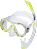 Seac Set Giglio MD Valve - Snorkelingset met onderwatermasker en snorkel met wateraftapklep voor meisjes en jongens - Transparant/geel