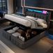 MODFU Bedframe 160x200 cm Grijs Katoen-linnen met LED & Laadstation Hydraulisch
