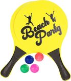 Merkloos Houten beachball set - geel