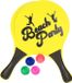 Merkloos Houten beachball set - geel