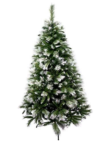 SOLAGUA NAVIDAD Kunstkerstboom extra gevuld met gecombineerde dubbele bladeren 150-240cm met metalen standaard (Besneeuwd, 240cm 1180Tips)