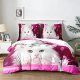 TRANKIELO® - Couvre-lit 220x240 cm - Couverture pour lit d'enfant microfibre - Motif chat 3D - Inclus 2 taies d'oreiller 65x65 cm