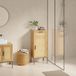 [en.casa] Armoire de salle de bain Marhasa 92x40x30 cm couleur chêne aspect rotin et noir
