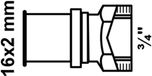 KIRCHHOFF MS overgang schroefverbinding, blanc, 3/4" Eurocone pour 16 mm, raccord à sertir pour tube multicouche
