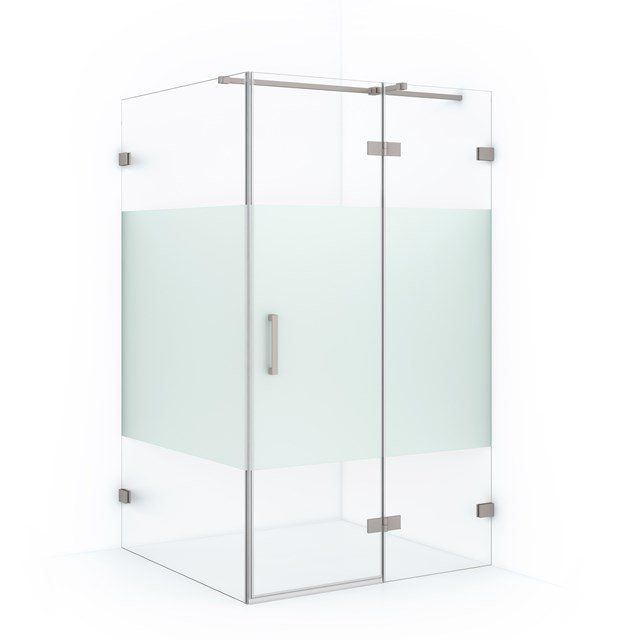 Maxaro Douchecabine Diamond 110x90cm 8mm Helder Veiligheidsglas met Matte Strook Geborsteld RVS