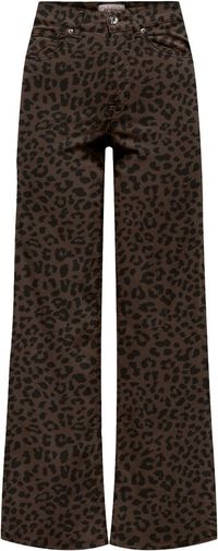 Jean taille haute jambe large imprimé léopard rouge