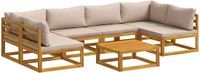 vidaXL - Bankstel - 2 zitplaatsen - Taupe - Massief Acacia Hout