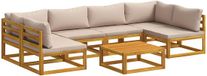vidaXL - Bankstel - 2 zitplaatsen - Taupe - Massief Acacia Hout