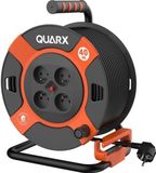 QUARX Kabelhaspel - 40m, H07RN-F 3G2,5mm², 4 stopcontacten, metaal, zwart/oranje