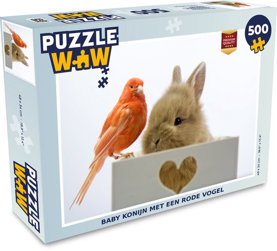 MuchoWow Puzzel Dieren - Konijn - Vogel - Legpuzzel - Puzzel 500 stukjes