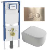 Geberit QeramiQ Dely Swirl Toiletset - Geberit UP720 Duofix Sigma inbouwreservoir - Geborsteld messing bedieningsplaat
