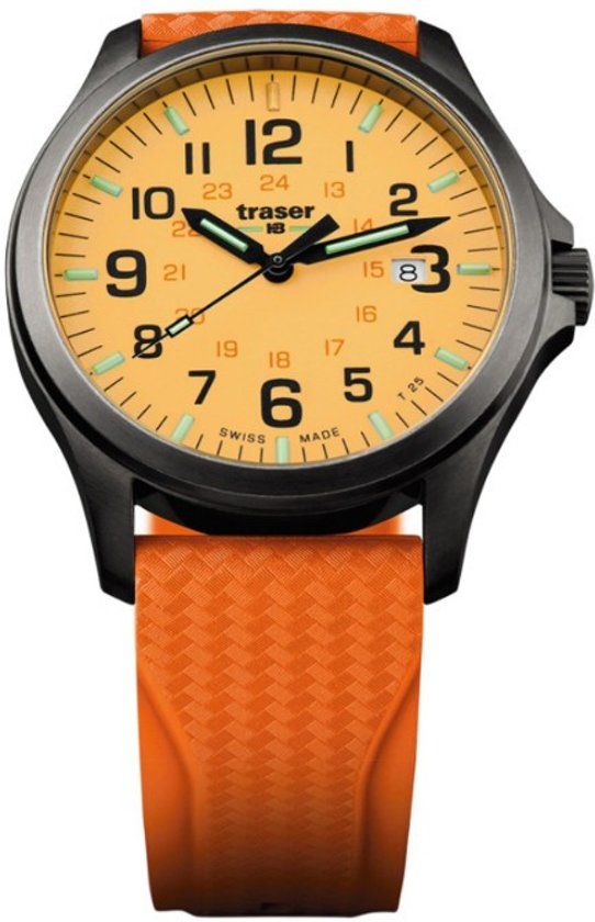 Traser H3 Traser P67 Officer Pro GunMetal Orange rubber - horloge - oranje - Ø 42 mm