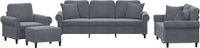 vidaXL 4-delige Loungeset met kussens fluweel donkergrijs