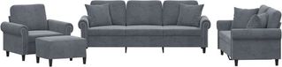 vidaXL 4-delige Loungeset met kussens fluweel donkergrijs