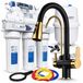 Ari Waterfiltersysteem RO7 Ari Nordic, 7-traps omgekeerd osmosesysteem, onder de gootsteen, met mineralisatie en ionisatie, zwart en goudkleurig