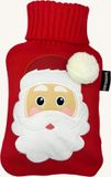 Merkloos / Sans marque Shenzhen Haorui Industrial Technology Co., Ltd. Warmwaterkruik van natuurlijk rubber met premium zachte hoes - ontworpen in unieke vorm - luchtdichte sluiting - kerstman rode hoes - 2L