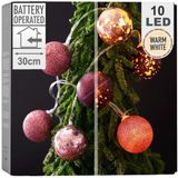 Decorative Lighting Serie Violette LED-lichtketting met bolletjes, set van 10, werkt op batterijen