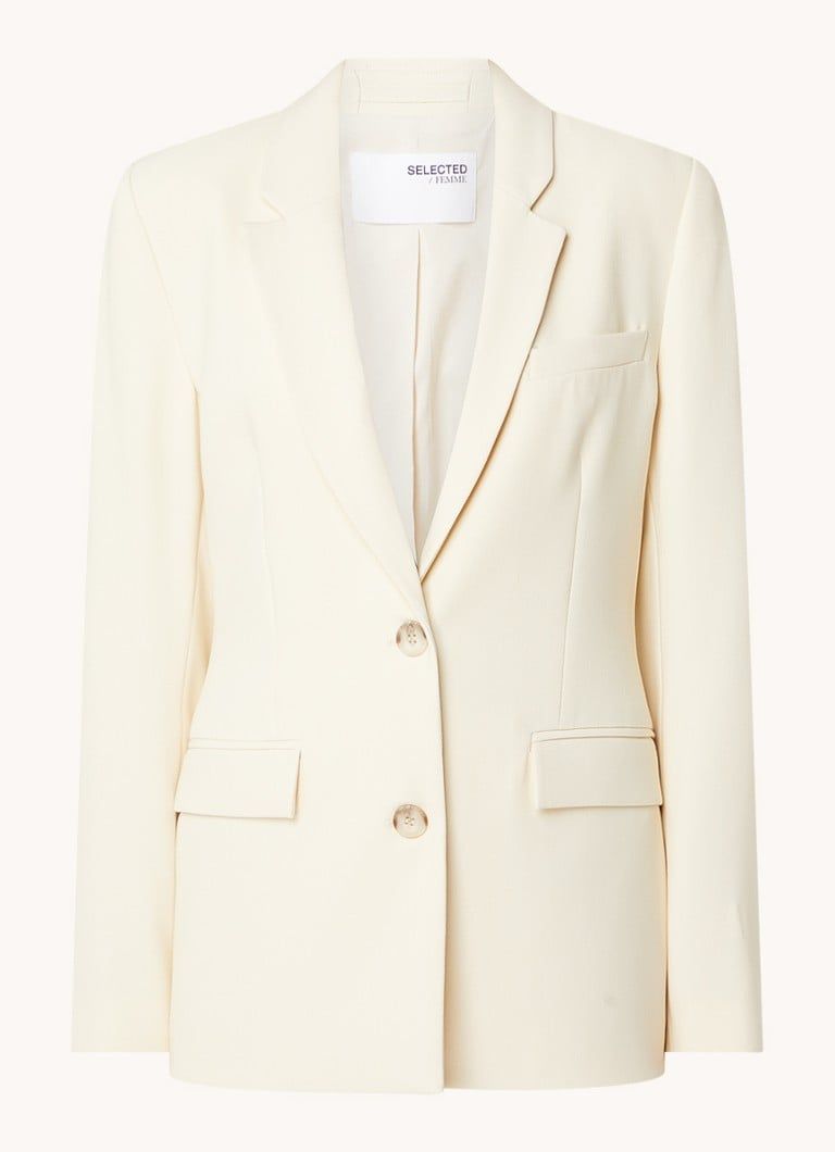 Selected Femme Birch blazer with shoulder padding and flap pockets