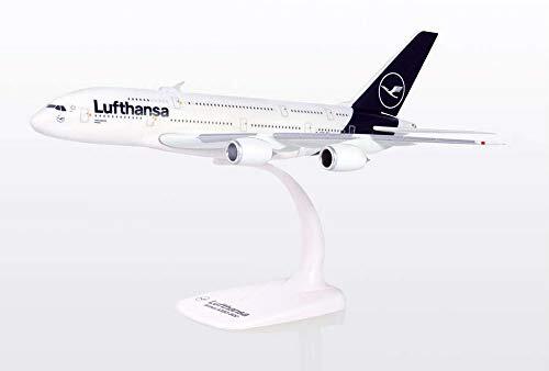 Herpa Lufthansa 612319 Airbus A380, dubbele dekker, Wings, model vliegtuig met standaard, modelbouw, miniatuurmodellen, verzamelstuk, kunststof, Snap Fit - schaal 1:250