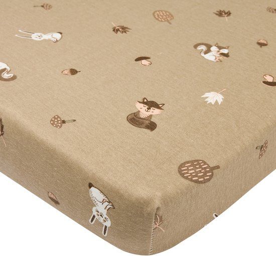 Meyco Baby Forest Animals Hoeslaken Boxmatras - Sand - 75x95cm