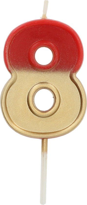 Folat Party Products Retro Cijfer 8 Rood - Taartkaars