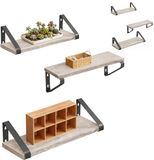 Merkloos Relaxdays Wandplank - Set van 6 - 30, 35, 40 cm - Grijs