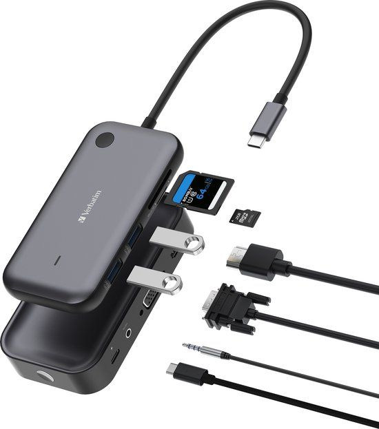 Verbatim Share My Screen 1080p USB-C draadloze schermadapter met hub WDA-01 - Zwart