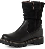 Tamaris - Dames - Enkellaarzen - Leer - Wol - Zwart - 40