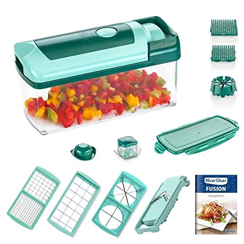 Genius Nicer Dicer Fusion Allessnijder, 13 delen, smaragdgroen, schaven, dobbelstenen
