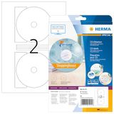 HERMA 5115 CD/DVD etiketten incl. positioneringshulp A4 dekkend (Ø 116 mm MAXI, 25 vellen, papier, mat) zelfklevend, bedrukbaar, permanente klevende CD stickers, 50 etiketten voor printer, wit
