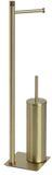 GEDY | Seoul vloerlamp met roldeur en wc-borstel badkamerset roestvrij staal en Cromall, goud, 63 x 14 x 14 cm