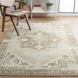 SAFAVIEH Tucson Traditioneel Perzisch tapijt, machinewasbaar, antislip, ideaal voor drukke ruimtes, laagpolig, salie en ivoor, 120 x 180 cm