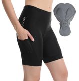 Merkloos Fietsbroek Dames Gevoerd - Korte Hoge Taille - Elastische Fietsbroek met Zak - Antislip Beenbanden - Gepolsterd Schuimkussen - Duurzame Naden - Fietslegging