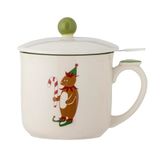 Bloomingville Valentin mok, mok m/deksel en theezeef, groen, aardewerk, T10xH11 cm, 300 ml