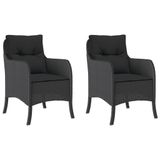 vidaXL Tuinstoelen 2 st met kussens poly rattan zwart