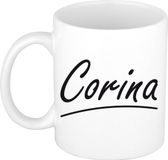 Bellatio Decorations Corina Naam koffiemok - beker - met sierlijke letters - wit