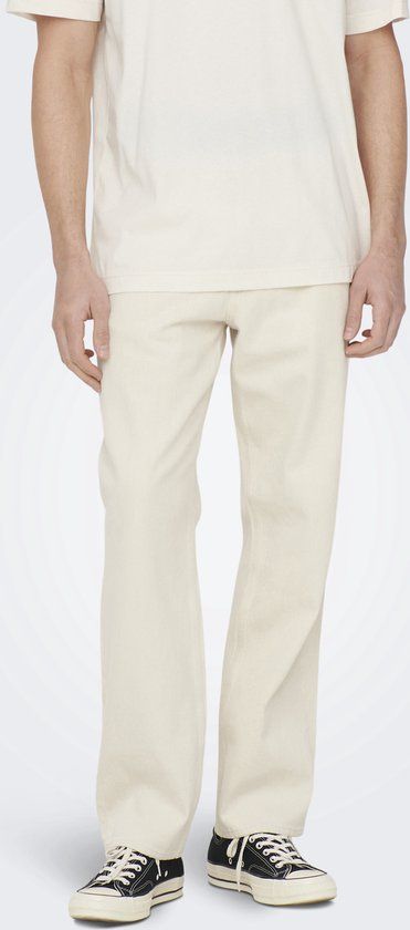 Only & Sons Straight Fit Jeans Mannen W30 x L34 Beige Katoen