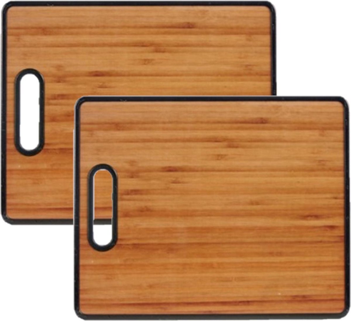 Arte r 2x stuks bamboe houten snijplanken/serveerplanken met handvat 38 cm - Snijplanken van hout