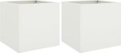 vidaXL Plantenbakken - 2 stuks - 42x40x39 cm - Staal - Wit