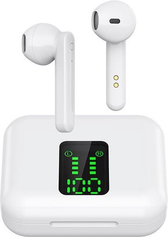 Mobstore M-050 TWS - White - In-ear Bluetooth Earbuds - Bluetooth 5.0 - 4h Battery - Wireless Charging