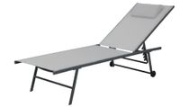 FORNOR 16255 Stoel 5 posities lichtgrijs 185 x 55 cm Zwart