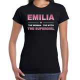 Bellatio Decorations Emilia Voornaam cadeau - The Woman, The myth the legend - zwart - dames XL