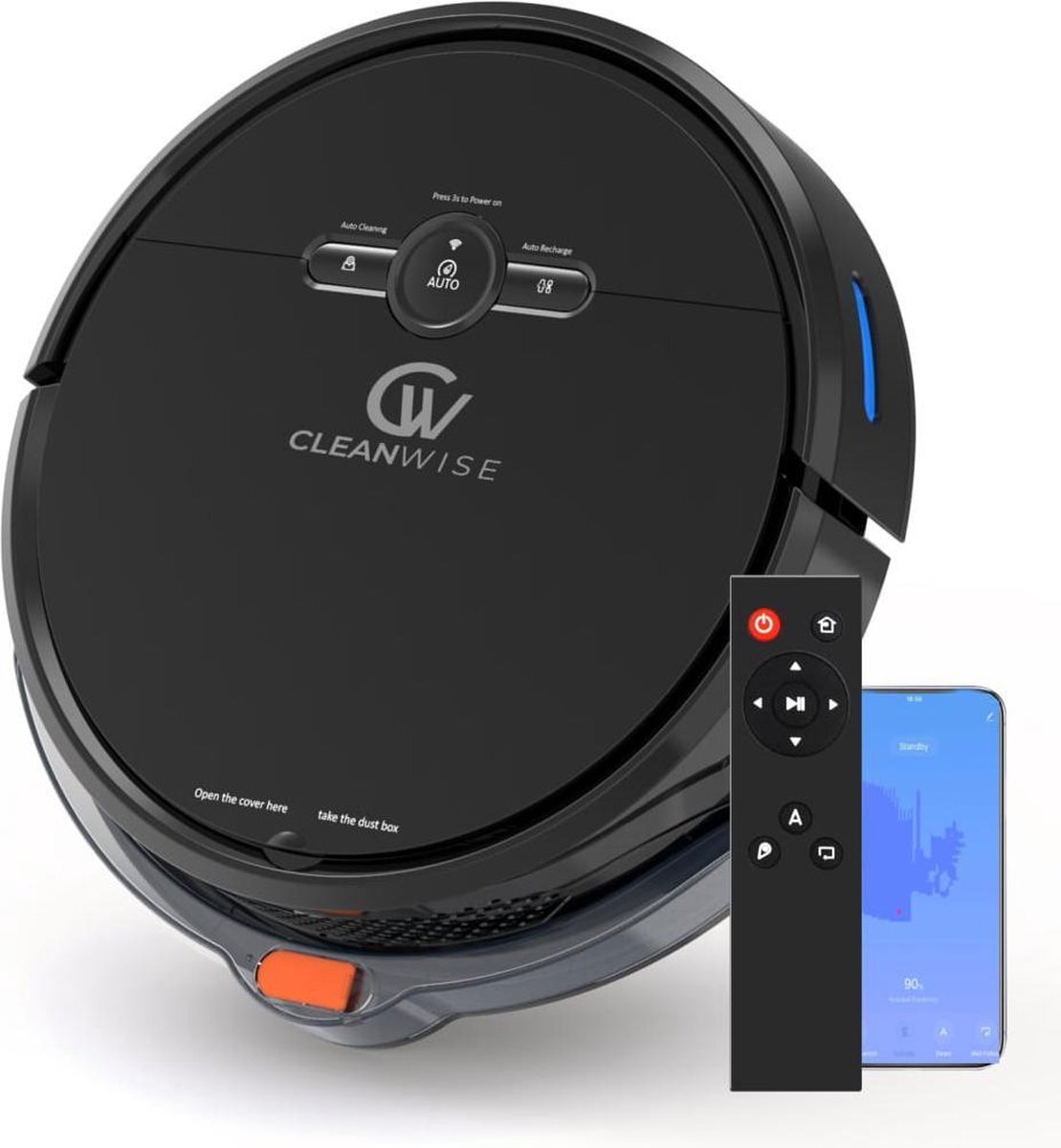 CleanWise - D2 - Robotstofzuiger Met Dweilfunctie - Dweilrobot - Robot Stofzuiger - Stofzuiger Robot - Robotstofzuigers
