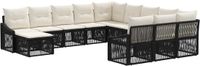 vidaXL Tuinbank - Set - 12 zitplekken - Zwart - Polyrattan